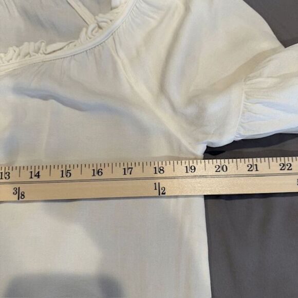 Frame Ivory Blouse Tie Neck Elastic Smocked Balloon Sleeves Oversized Small - Picture 7 of 10